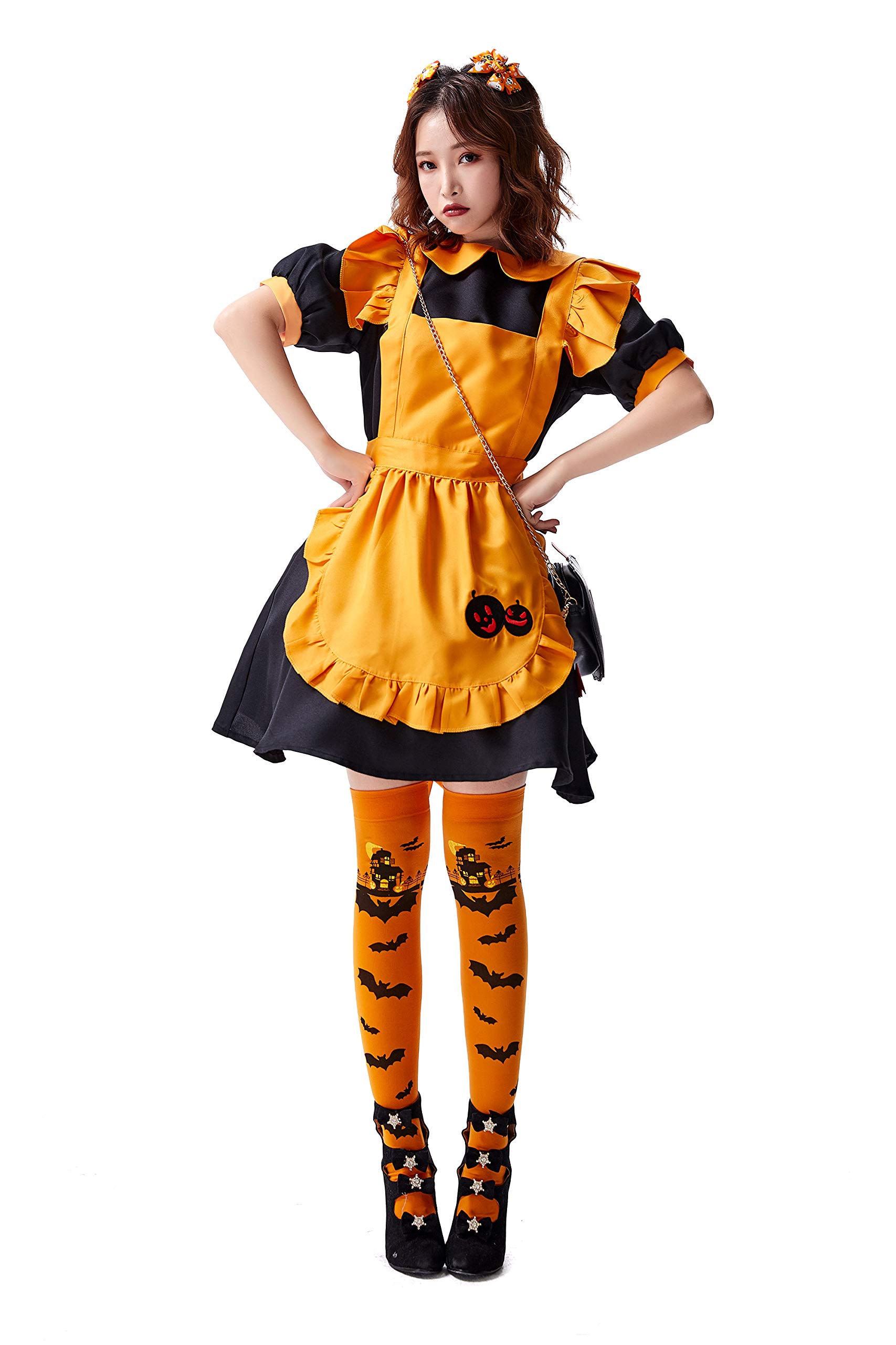 Amazon.co.jp: ハロウィン コスプレ メイド 衣装 メイド服 かぼちゃ